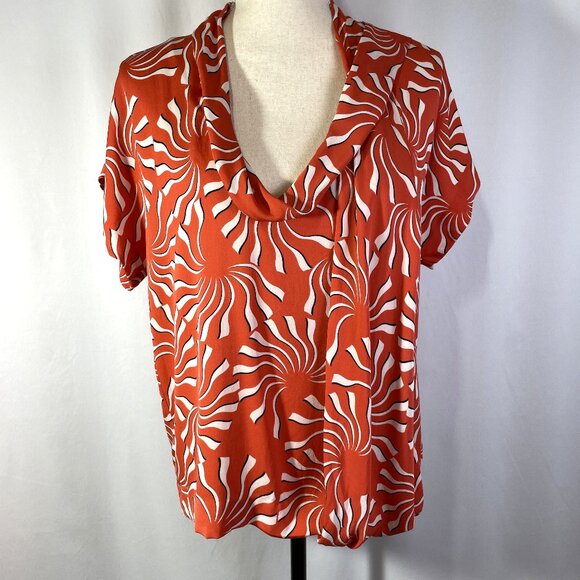 Diane Von Furstenberg Tops - Diane Von Furstenburg Size 8 Dione Silk Stretch Drape Blouse Coral Short Sleeves